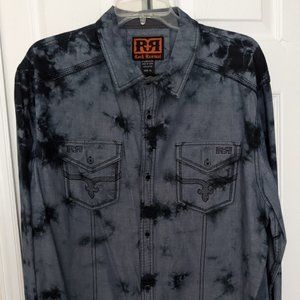 Men's Rock Revival button front shirt. Size XL. Blue.
